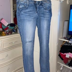 Light denim Bebe rhinestone straight leg jeans